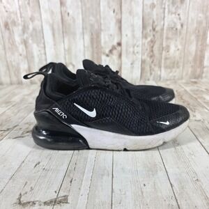 Nike Air Max 270 Kids Sneakers Black White Mesh Athletic Shoes AO2372-001